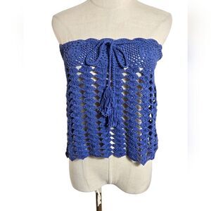 Island Planet Blue Crochet Tube Top NWT